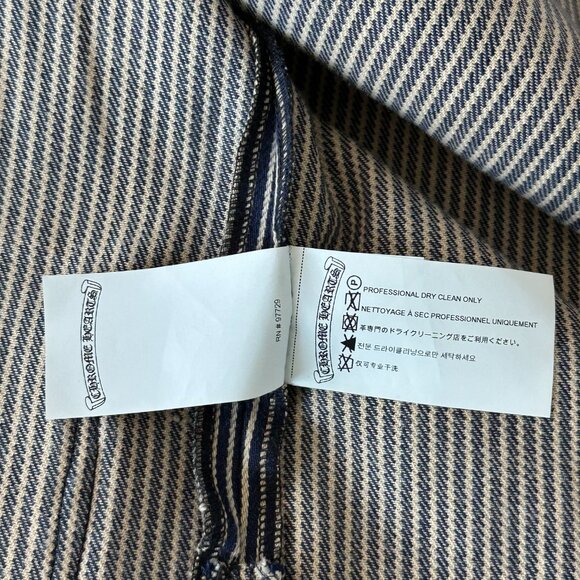 Chrome Hearts Blue & White Pinstripe Chore Button Up Shirt - Picture 5 of 6